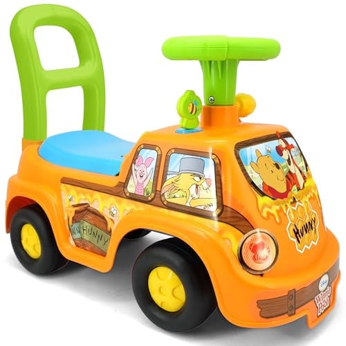 KIDDIELAND WINNIE THE POOH HONEY VAN RIDEON CON LUCES Y SONIDOS AUTO DE EMPUJE DE PIE A SUELO TABLERO INTERACTIVO - 1