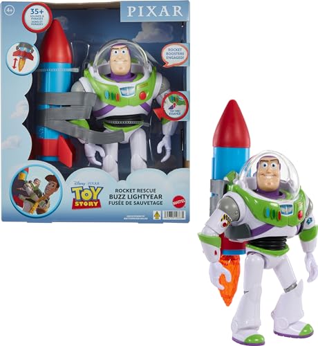 MATTEL DISNEY AND PIXAR TOY STORY FIGURA DE ACCIÓN PARLANTE ROCKET RESCUE BUZZ LIGHTYEAR CON MÁS DE 20 SONIDOS Y FRASES - 1