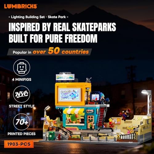 LUMIBRICKS SKATE PARK JUEGO DE BLOQUES DE CONSTRUCCIÓN DE ILUMINACIÓN DE STREET FUSION CITY TOWN MODULAR KIT DE EXHIBICIÓN - 2
