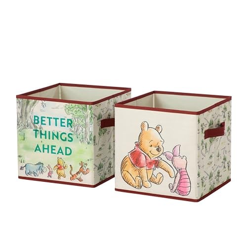 DISNEY WINNIE THE POOH CUBOS DE ALMACENAMIENTO DE TELA JUEGO DE 2 CONTENEDORES DURADEROS CON ASAS 10X10X10 ORGANIZADORES - 1