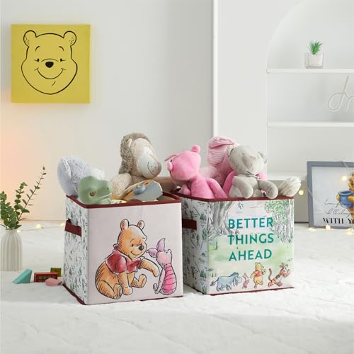 DISNEY WINNIE THE POOH CUBOS DE ALMACENAMIENTO DE TELA JUEGO DE 2 CONTENEDORES DURADEROS CON ASAS 10X10X10 ORGANIZADORES - 7