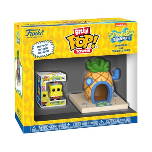 FUNKO POP BITTY TOWN BOB ESPONJA PANTALONES CUADRADOS BOB ESPONJA PANTALONES CUADRADOS Y CASA DE PIÑA FIGURA DE VINILO - 1