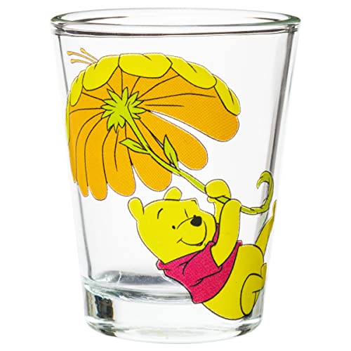 SILVER BUFFALO DISNEY WINNIE THE POOH RETRO GROOVY CON EEYORE Y PIGLET JUEGO DE 4 MINI VASOS DE VIDRIO 15 ONZAS - 3