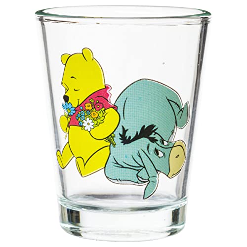 SILVER BUFFALO DISNEY WINNIE THE POOH RETRO GROOVY CON EEYORE Y PIGLET JUEGO DE 4 MINI VASOS DE VIDRIO 15 ONZAS - 4