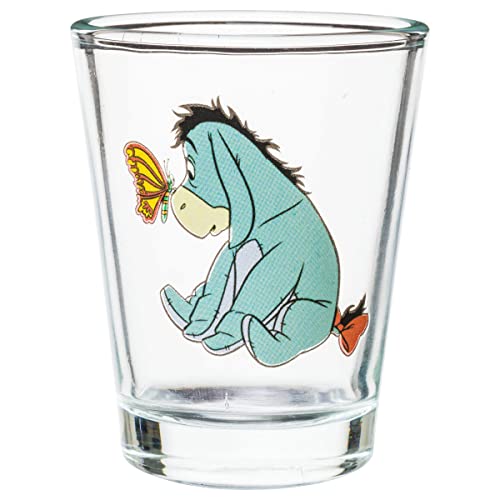 SILVER BUFFALO DISNEY WINNIE THE POOH RETRO GROOVY CON EEYORE Y PIGLET JUEGO DE 4 MINI VASOS DE VIDRIO 15 ONZAS - 6