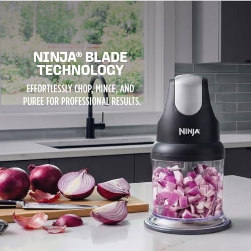 NINJA EXPRESS CHOP 2 TAZAS GRIS ONETOUCH PULSE CHOPS GRINDS PUREES GARLIC HERBS NUTS MORE 3CUP - 5