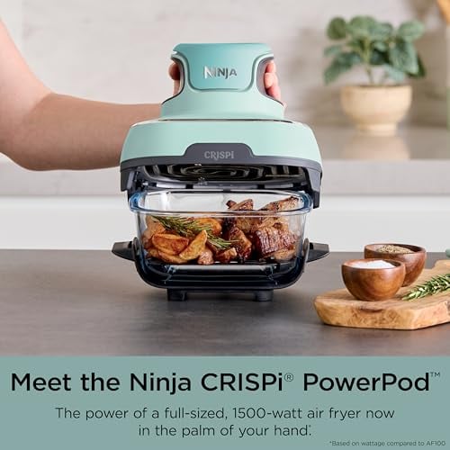 NINJA CRISPI SISTEMA DE FREIDORA DE AIRE DE VIDRIO PORTÁTIL 4 EN 1 CONTENEDORES DE VIDRIO DE 4 QT - 3