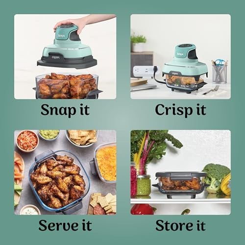 NINJA CRISPI SISTEMA DE FREIDORA DE AIRE DE VIDRIO PORTÁTIL 4 EN 1 CONTENEDORES DE VIDRIO DE 4 QT - 6
