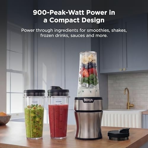 NINJA BN301 NUTRIBLENDER PLUS LICUADORA PERSONAL COMPACTA MOTOR DE 900 VATIOS DE PICO PARA BEBIDAS - 2