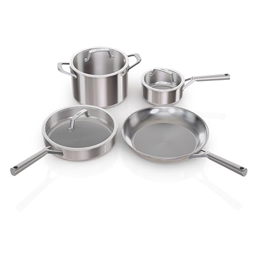 JUEGO DE OLLAS Y SARTENES DE ACERO INOXIDABLE NINJA EVERCLAD DE 7 PIEZAS JUEGO DE UTENSILIOS - 1