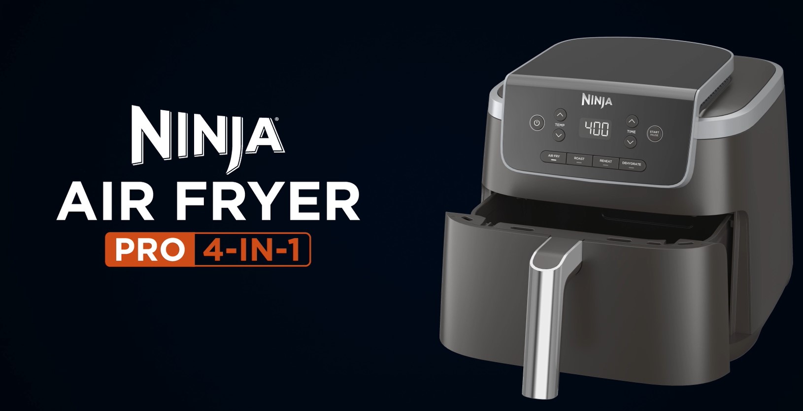 NINJA FREIDORA DE AIRE 4 EN 1 PRO FREÍR AL AIRE ASAR RECALENTAR DESHIDRATAR CAPACIDAD DE 5QT CABE - 7