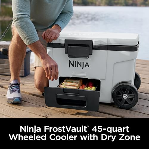 NINJA ENFRIADOR ENFRIADOR FROSTVAULT DE 45QT CON RUEDAS AISLADO CON CAJÓN DE ALMACENAMIENTO TEMP - 2