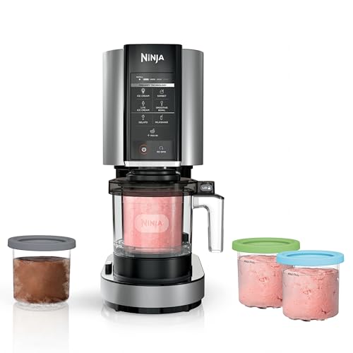 NINJA CREAMI PAQUETE DE MÁQUINA PARA HACER HELADOS INCLUYE 4 RECIPIENTES DE 16 OZ PARA GELATO - 1