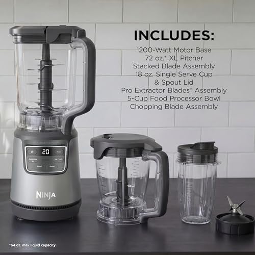 NINJA BLENDPRO SISTEMA DE COCINA LICUADORA DE 72 ONZAS PROCESADOR DE 5 TAZAS BEIGE BO402 TOTAL - 3