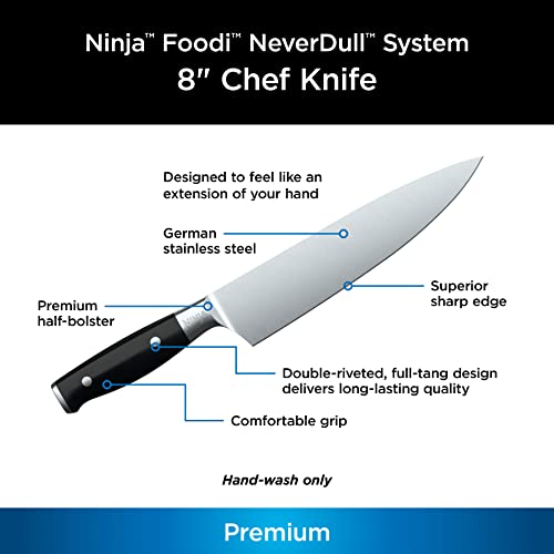 NINJA K30020 FOODI NEVERDULL SYSTEM CUCHILLO DE CHEF DE 8 PULGADAS DE ALTA CALIDAD ACERO INOXIDABLE - 6