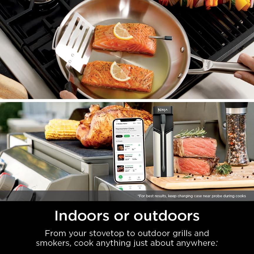 TERMÓMETRO DE CARNE NINJA PROCHEF INALÁMBRICO CON SONDA PARA FREIDORA DE AIRE INTERIOR Y EXTERIOR - 4