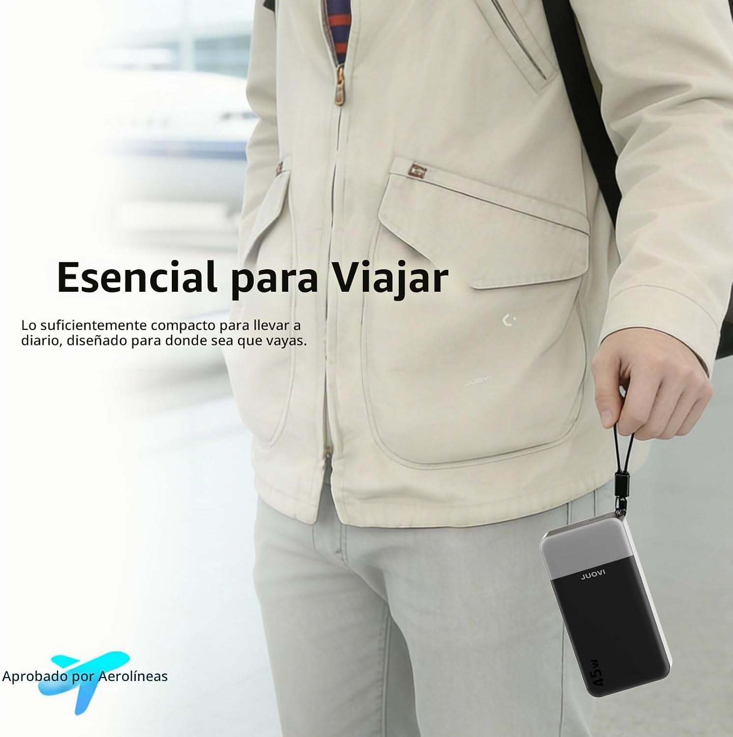 JUOVI CARGADOR PORTÁTIL 45W 20000MAH POWER BANK PARA IPHONE Y SAMSUNG - 7