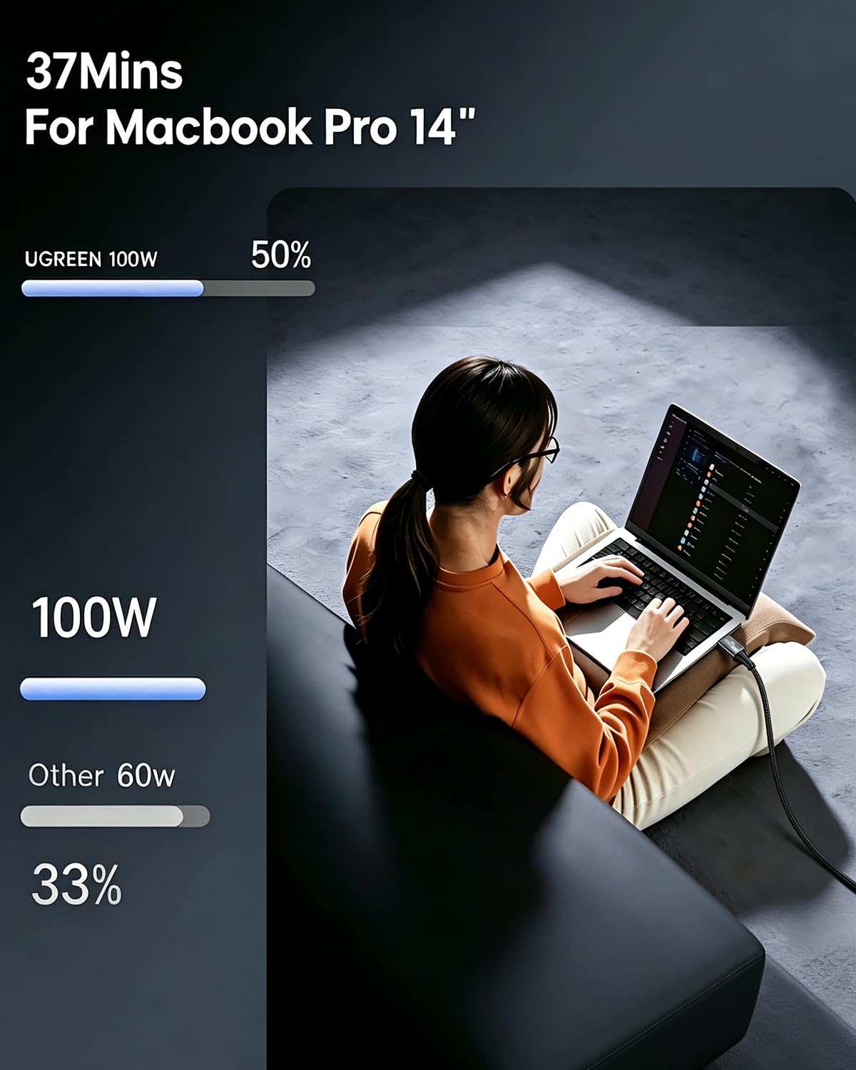 CABLE USB C A USB C 3.2 GEN 2X2, 3.3 PIES, 100 W - 7