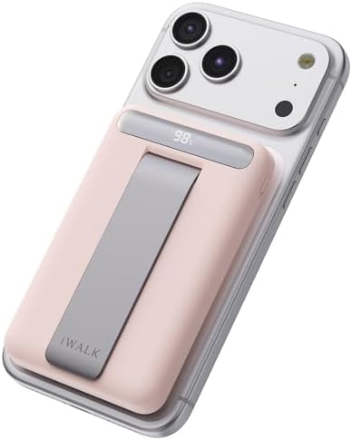 IWALK QI2 - BANCO DE ENERGÍA INALÁMBRICO MAGNÉTICO DE 15 W, CARGADOR PORTÁTIL DE 10000 MAH CON SOPORTE AJUSTABLE Y PANTALLA - 7