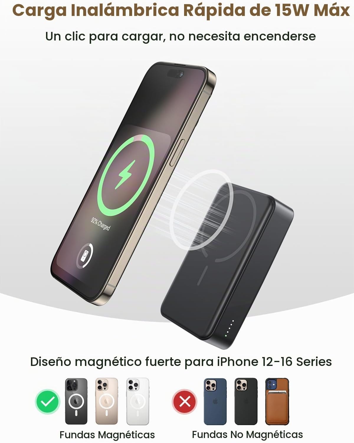 BANCO MAGNÉTICO DEL PODER 20000MAH PARA MAGSAFE, CARGADOR PORTÁTIL - 2