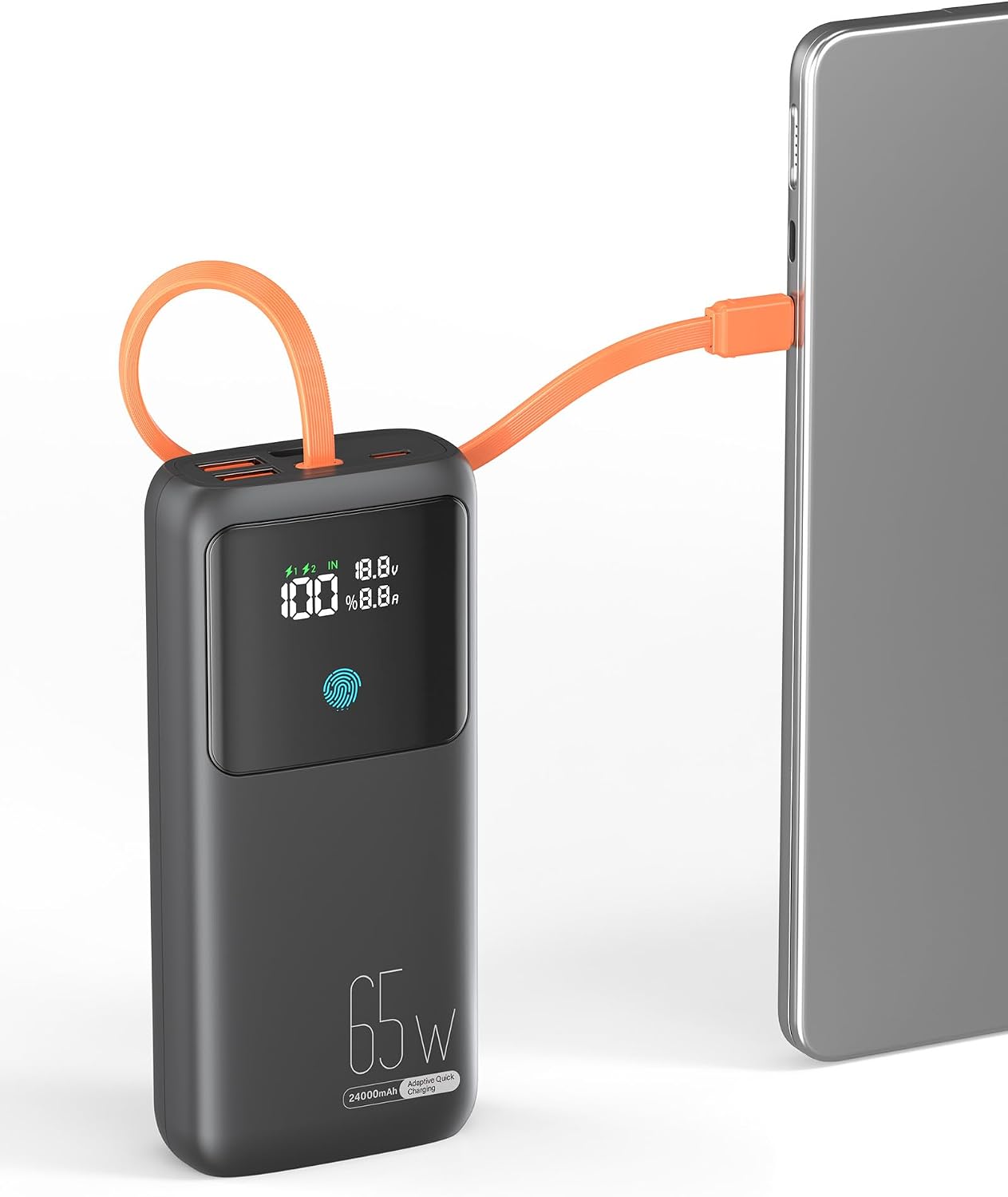 CARGADOR PORTÁTIL PORTÁTIL 24000MAH 65W W/USB C CABLE INCORPORADO - 1