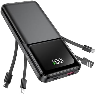 RONEGN CARGADOR PORTÁTIL CON CABLE INTEGRADO, 20000 MAH, CARGADOR DE BATERÍA DE CARGA RÁPIDA USB C DELGADO DE 22.5 W, - 7
