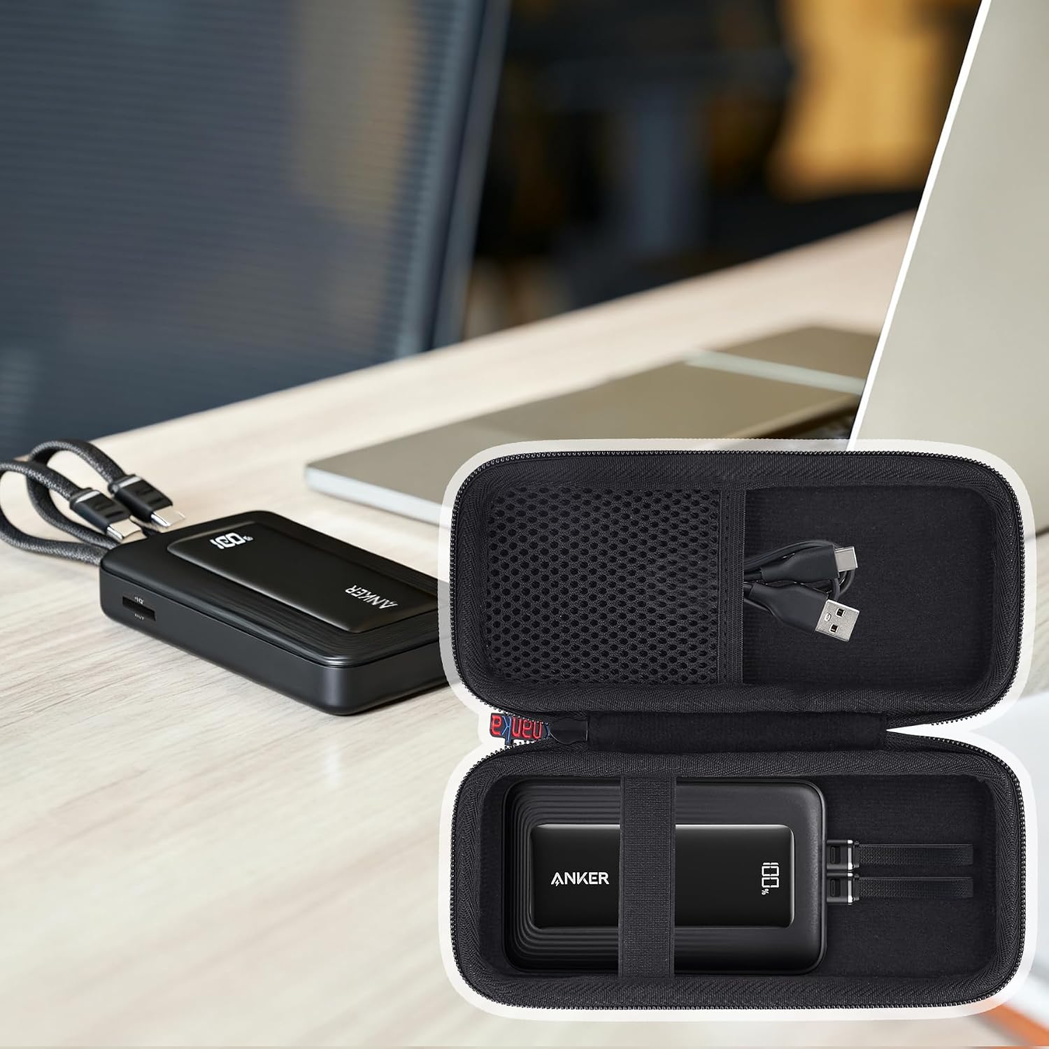 KHANKA ANKER ZOLO POWER BANK VERSIÓN ACTUALIZADA 2025 , FUNDA DE BATERÍA DE 20,000 MAH, FUNDA RÍGIDA DE VIAJE COMPATIBLE - 7