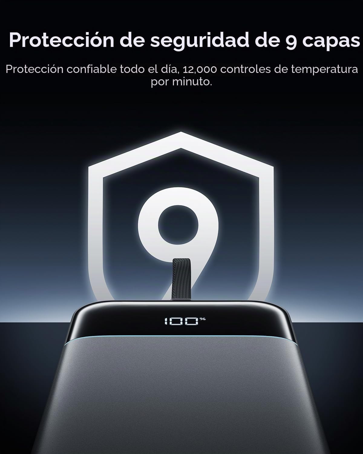 CUKTECH BANCO DE ENERGÍA DE 25,000 MAH, CARGADOR PORTÁTIL MÁXIMO DE 100 W CON CABLE USB-C INTEGRADO, BATERÍA EXTERNA - 7