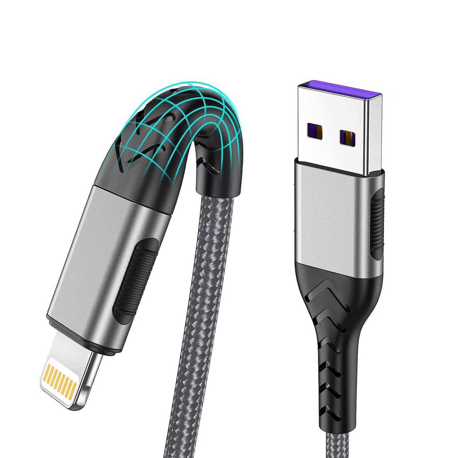 CARGADOR DE IPHONE, CERTIFICADO MFI PAQUETE DE 3 CABLES USB A DE 10 PIES PARA CABLE DE CARGA LIGHTNING LARGO, CABLE DE CARGA - 1