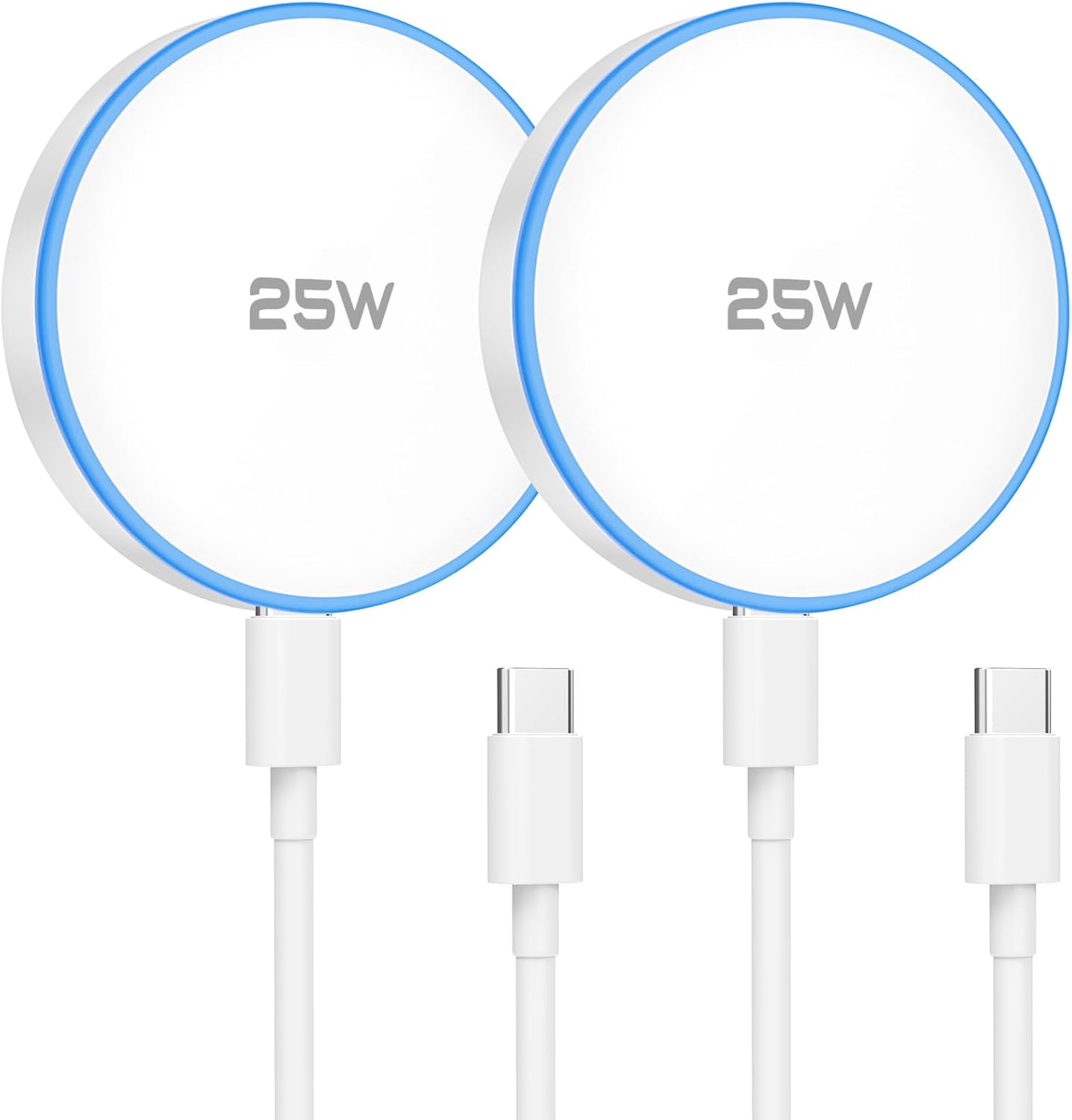 CARGADOR MAGSAFE DE 25 W, PAQUETE DE 2 ALMOHADILLAS DE CARGA INALÁMBRICAS MAGNÉTICAS CON CABLES DE 6 PIES - 1