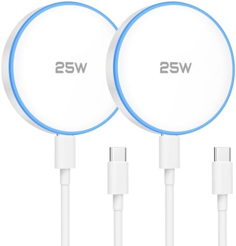CARGADOR MAGSAFE DE 25 W, PAQUETE DE 2 ALMOHADILLAS DE CARGA INALÁMBRICAS MAGNÉTICAS CON CABLES DE 6 PIES - 7