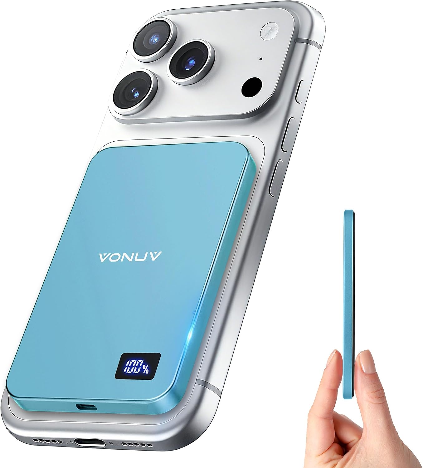 CARGADOR PORTÁTIL MAGNÉTICO DE 5000 MAH, CARGADOR PORTÁTIL INALÁMBRICO ULTRA DELGADO DE 15 W, CARGA RÁPIDA PARA IPHONE - 1