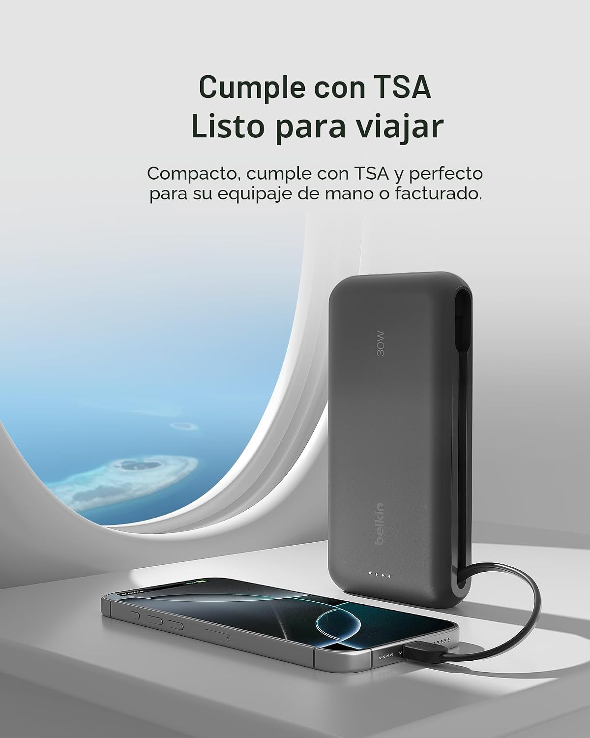 BELKIN CARGADOR PORTÁTIL, BANCO DE ENERGÍA CON CABLE INTEGRADO DE 20000 MAH 30 W - CARGA RÁPIDA USB C POWER DELIVERY - - 7