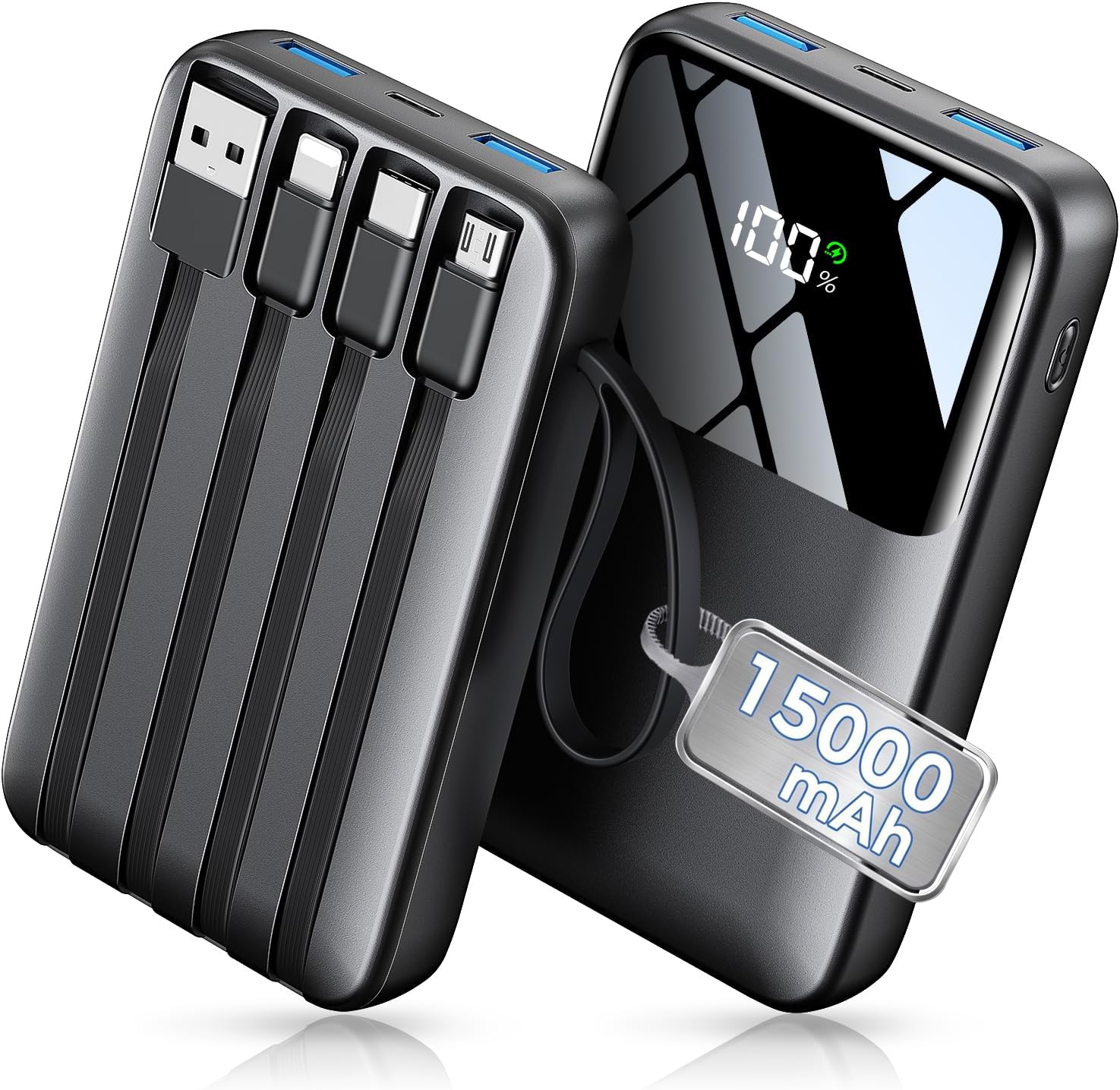 HELLEE BANCO PORTÁTIL DEL PODER DEL CARGADOR 15000MAH, 45% MÁS PEQUEÑO - 1
