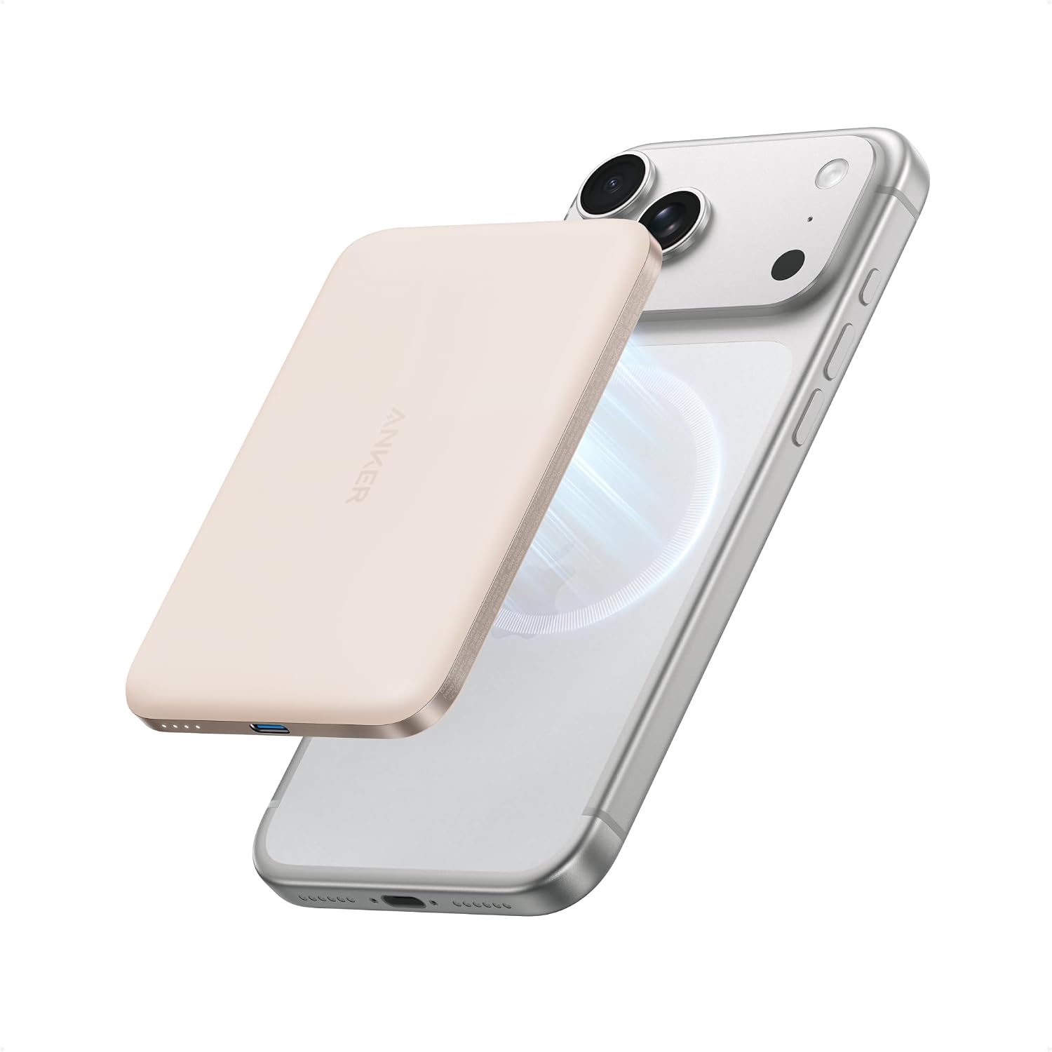 ANKER NANO POWER BANK, BATERÍA DE CARGA MAGNÉTICA INALÁMBRICA DE 5,000 MAH ULTRADELGADA, CERTIFICADA QI2 15W MAX COMPATIBLE - 1