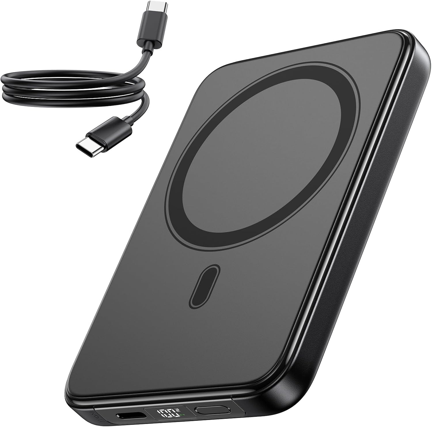 A ADDTOP CARGADOR PORTÁTIL MAGNÉTICO DE 10000 MAH DELGADO, BANCO DE ENERGÍA INALÁMBRICO DE 15 W CON CABLE USB-C, CARGA - 1