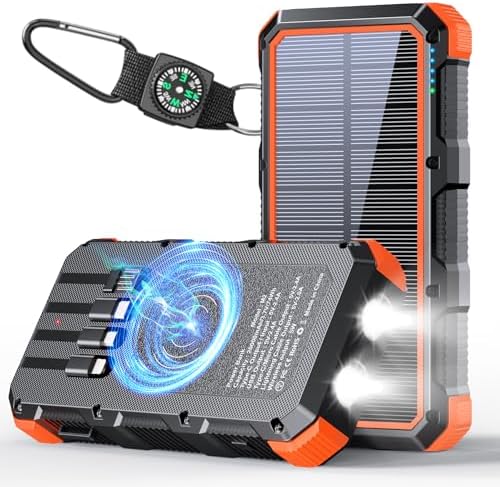 CARGADOR SOLAR DE 20000 MAH, CARGADOR INALÁMBRICO QC 3.0, CARGA RÁPIDA, 8 SALIDAS, 4 ENTRADAS, CARGADOR PORTÁTIL SOLAR - 7