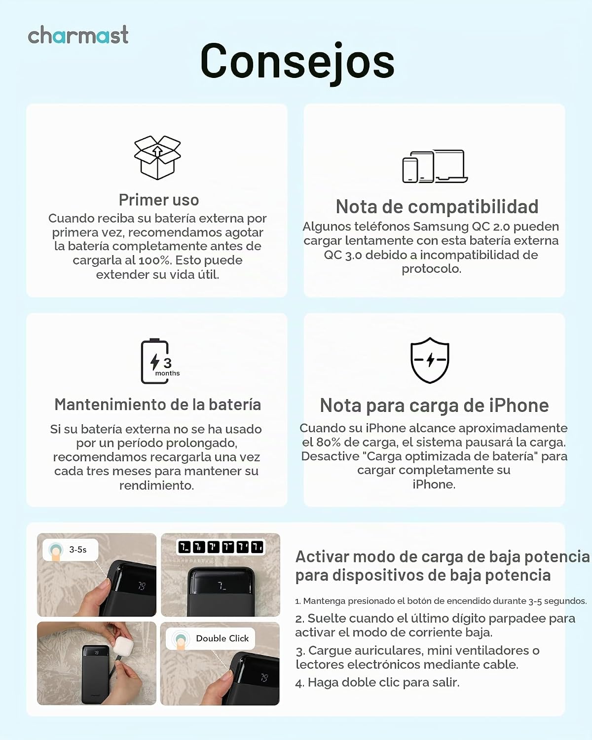 CHARMAST - CARGADOR PORTÁTIL DE 20000 MAH CON CABLES INCORPORADOS, BANCO DE ENERGÍA DE 22.5W PARA VIAJES, CARGADOR RÁPIDO, - 7