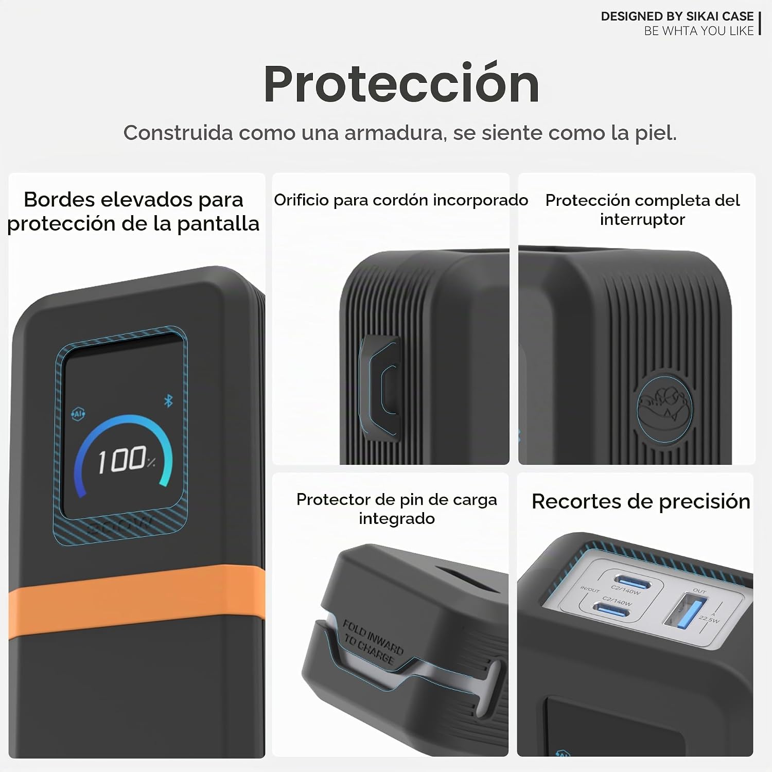 FUNDA DE SILICONA PARA ANKER PRIME POWER BANK 26,250 MAH 300 W , FUNDA PROTECTORA DE VIAJE CON ORIFICIO PARA CORDÓN, - 2