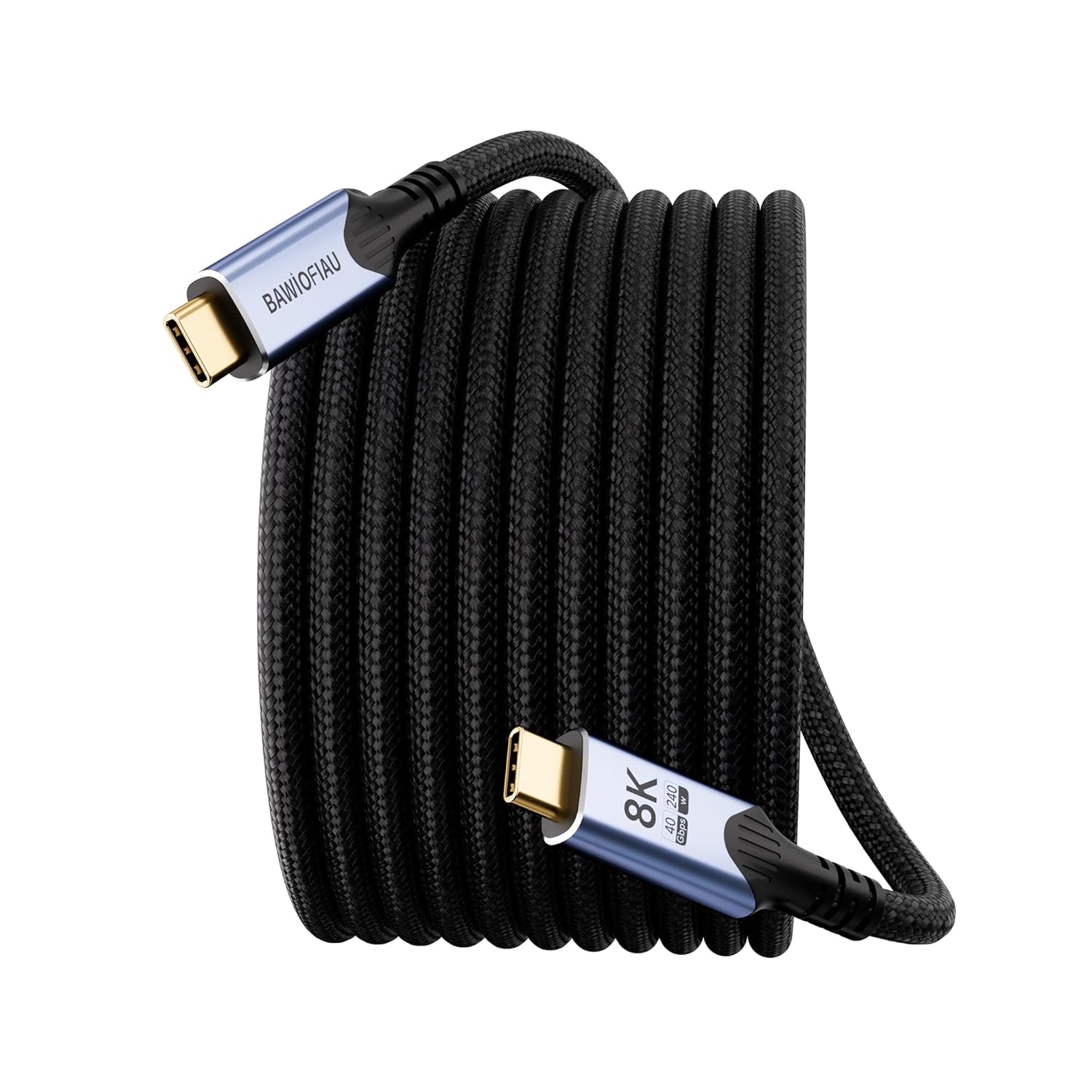 CABLE DE DATOS USB C DE 40 GBPS, CABLE LARGO USB C A USB C TRENZADO, CABLE USB 4 PARA THUNDERBOLT 4 10 PIES/3 M , CABLE - 1