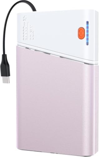 AAOYUN CARGADOR PORTÁTIL DE 20000 MAH, BANCO DE ENERGÍA DE CARGA RÁPIDA PD DE 22.5 W CON CABLE USB C INTEGRADO, BATERÍA - 7