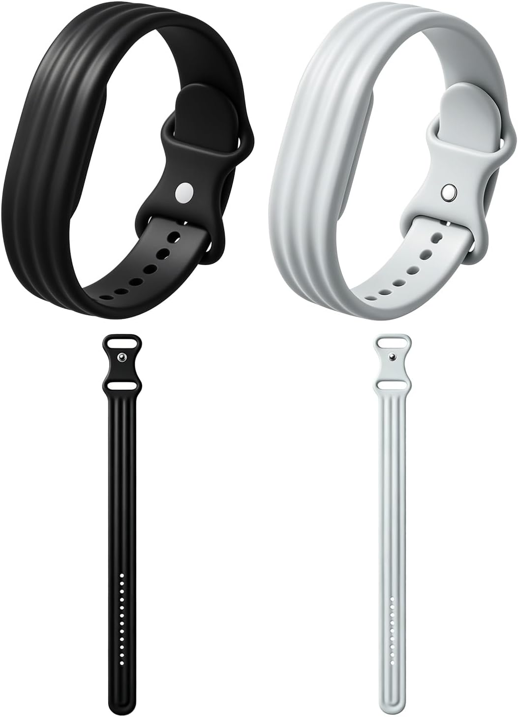 PAQUETE DE 2 BANDAS ACTIVAS DE SILICONA PARA GOOGLE FITBIT AIR, BLANCO Y NEGRO - 1