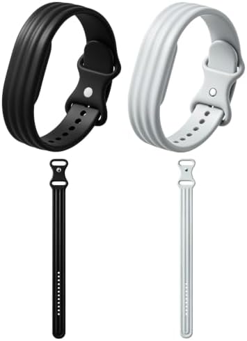 PAQUETE DE 2 BANDAS ACTIVAS DE SILICONA PARA GOOGLE FITBIT AIR, BLANCO Y NEGRO - 6