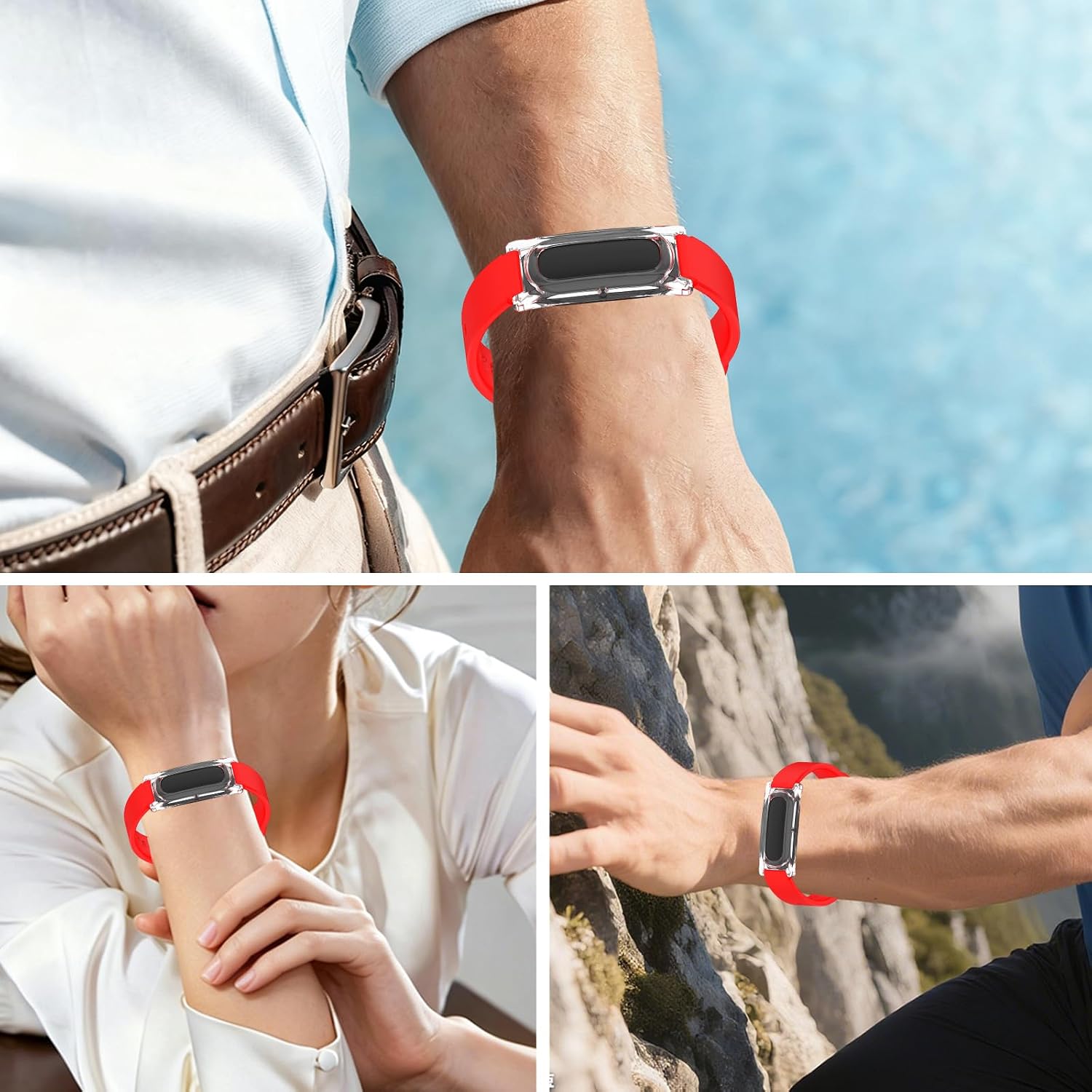 CORREA DE RELOJ DE SILICONA PARA GOOGLE FITBIT AIR CON 2 FUNDAS REEMPLAZABLES, CORREA DEPORTIVA ELÁSTICA ELÁSTICA, DISEÑO - 7