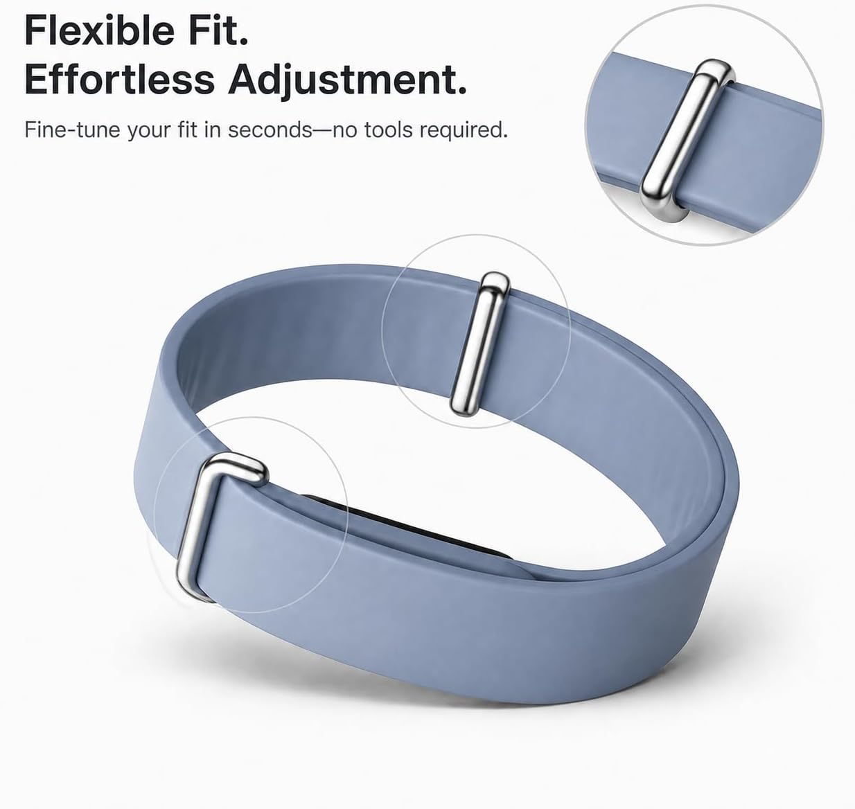 PREMIUM SILICONE BAND COMPATIBLE WITH GOOGLE FITBIT AIR SOFT ADJUSTABLE REPLACEMENT WRISTBAND WITH SECURE LOOP DESIGN FOR - 3