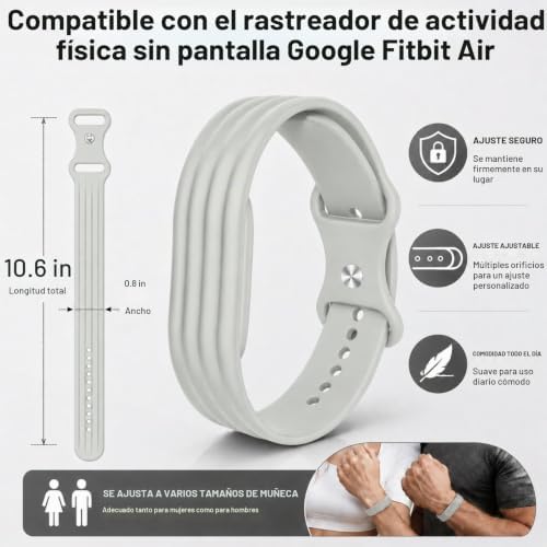 CORREA DE SILICONA COMPATIBLE CON GOOGLE FITBIT AIR, CORREA DE REPUESTO SUAVE Y AJUSTABLE PARA RASTREADOR DE ACTIVIDAD - 7