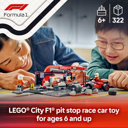 LEGO CITY F1 PIT STOP Y PIT CREW CON JUGUETE DE COCHE FERRARI MODELO DE COCHE DE CARRERAS DE JUGUETE DE CONSTRUCCIÓN - 7