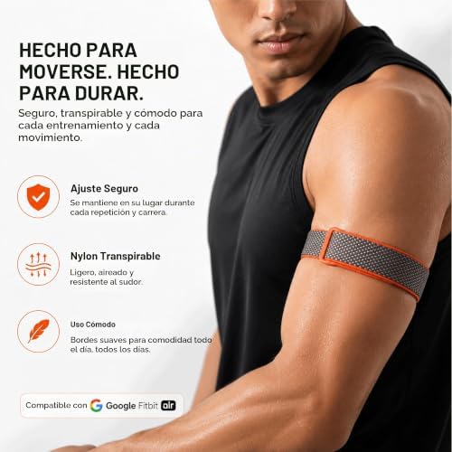 BANDA DE BÍCEPS COMPATIBLE CON GOOGLE FITBIT AIR, CORREA DE NAILON ELÁSTICO AJUSTABLE PARA MUJERES Y HOMBRES, BRAZALETE - 7