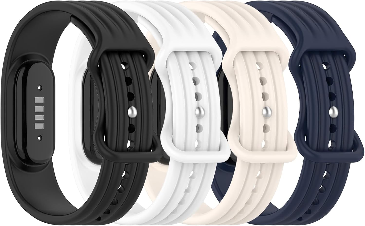 PAQUETE DE 4 BANDAS DE SILICONA COMPATIBLES CON GOOGLE FITBIT AIR FITNESS TRACKER, CORREA DE REPUESTO DEPORTIVA SUAVE - 1