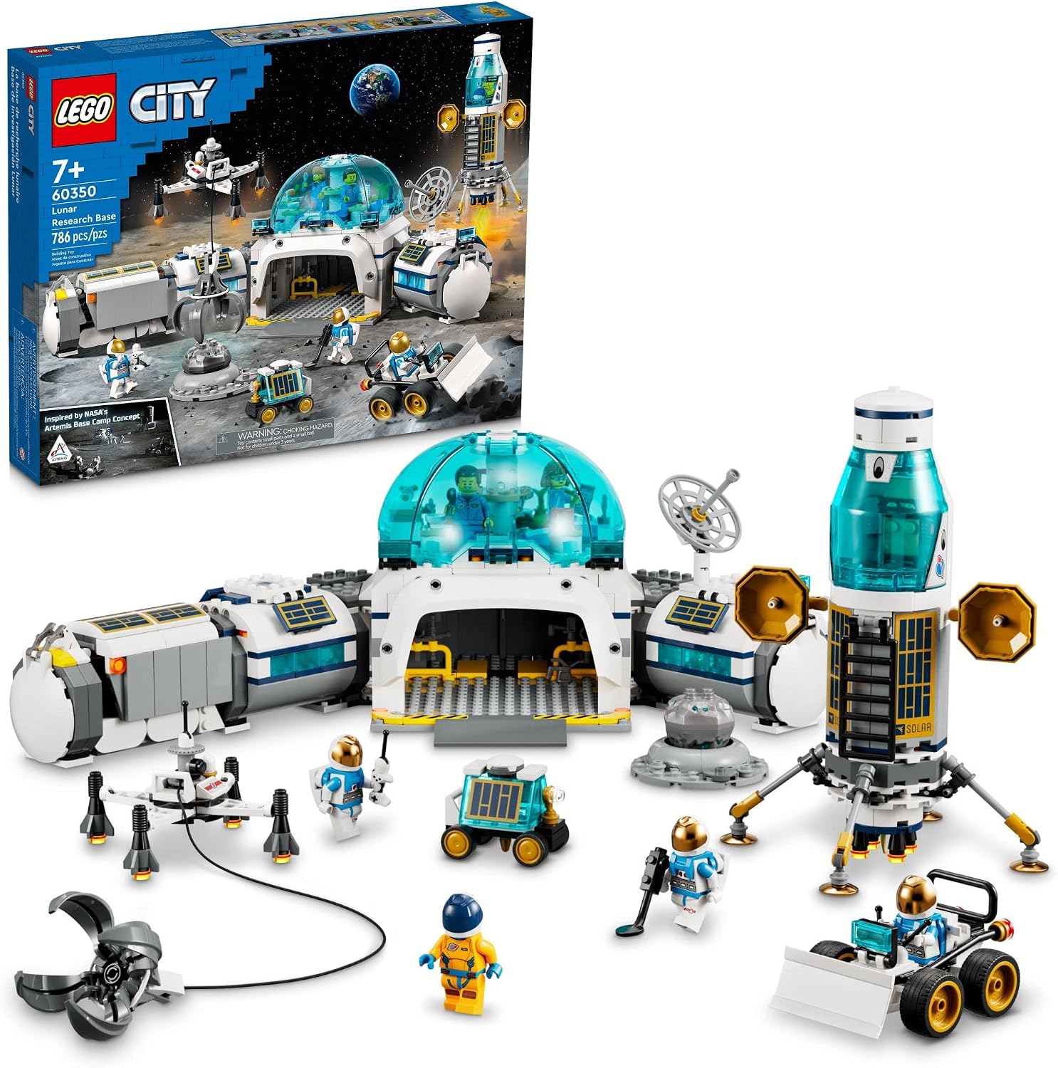 LEGO CITY LUNAR RESEARCH BASE - JUGUETE ESPACIAL PARA NIÑOS QUE AMAN EL ESPACIO 60350, INSPIRADO EN LA NASA LUNAR LANDER, - 1